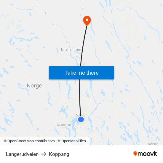 Langerudveien to Koppang map