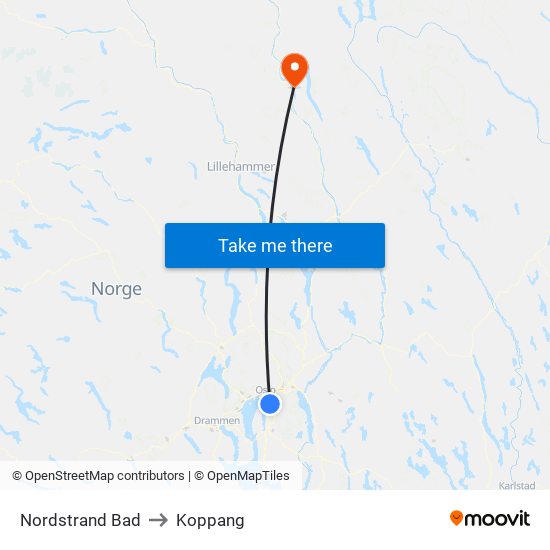 Nordstrand Bad to Koppang map