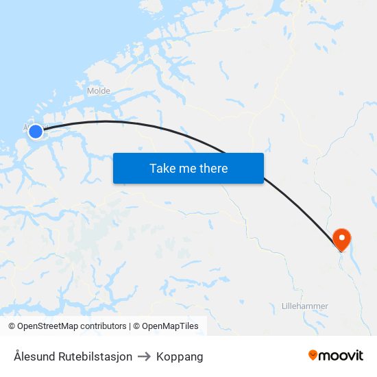Ålesund Rutebilstasjon to Koppang map