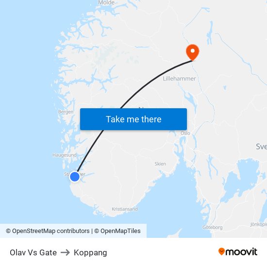 Olav Vs Gate to Koppang map