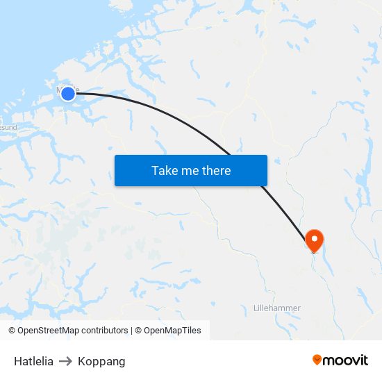 Hatlelia to Koppang map