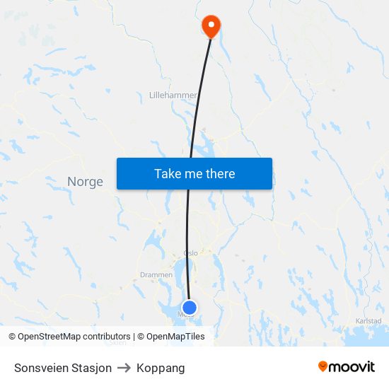 Sonsveien Stasjon to Koppang map