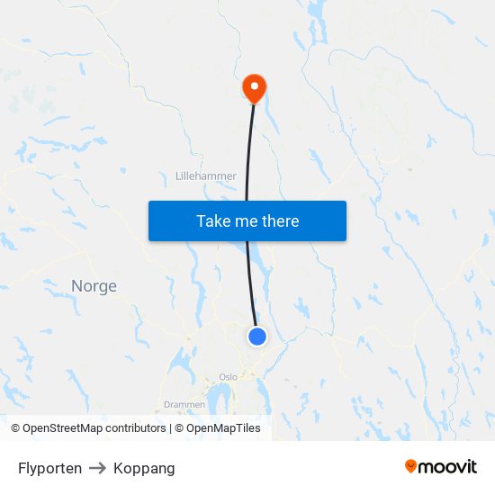 Flyporten to Koppang map