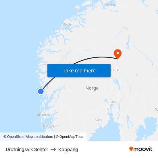 Drotningsvik Senter to Koppang map