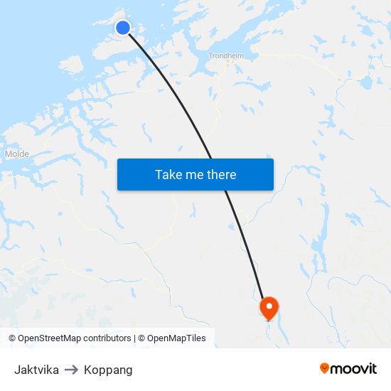 Jaktvika to Koppang map