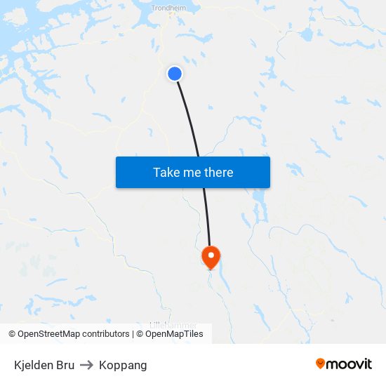 Kjelden Bru to Koppang map