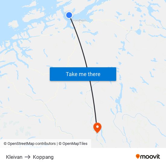 Kleivan to Koppang map