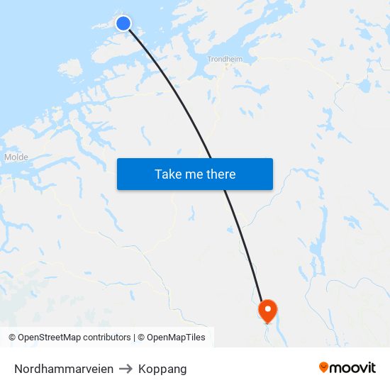 Nordhammarveien to Koppang map