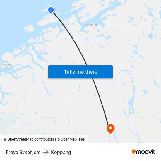 Frøya Sykehjem to Koppang map