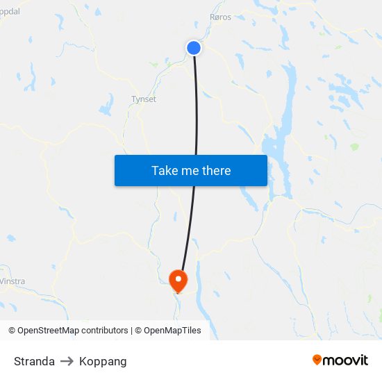 Stranda to Koppang map