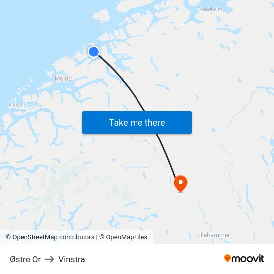 Østre Or to Vinstra map