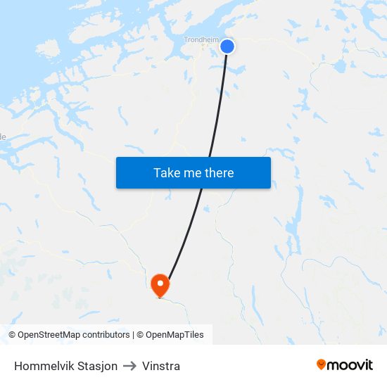Hommelvik Stasjon to Vinstra map