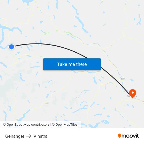 Geiranger to Vinstra map