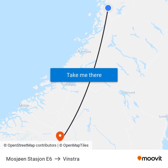 Mosjøen Stasjon E6 to Vinstra map