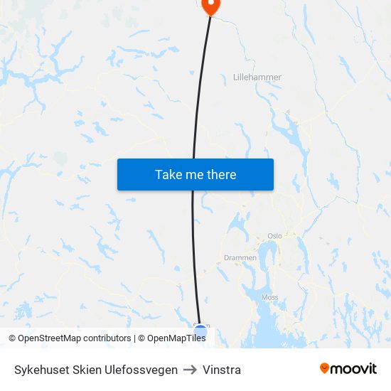 Sykehuset Skien Ulefossvegen to Vinstra map