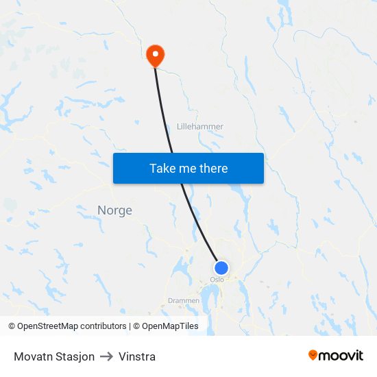 Movatn Stasjon to Vinstra map