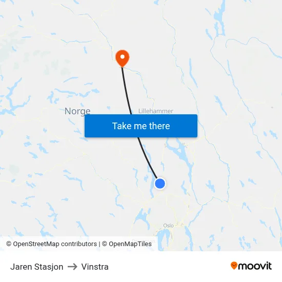 Jaren Stasjon to Vinstra map