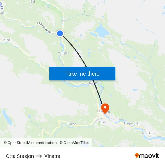 Otta Stasjon to Vinstra map