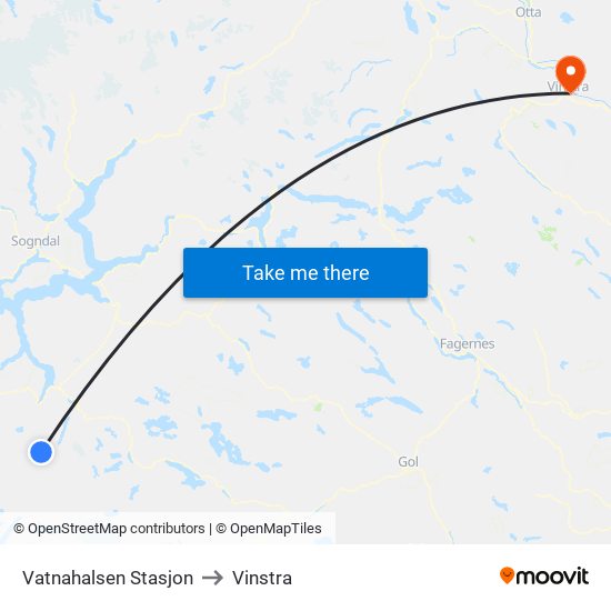 Vatnahalsen Stasjon to Vinstra map