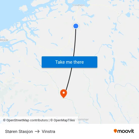 Støren Stasjon to Vinstra map