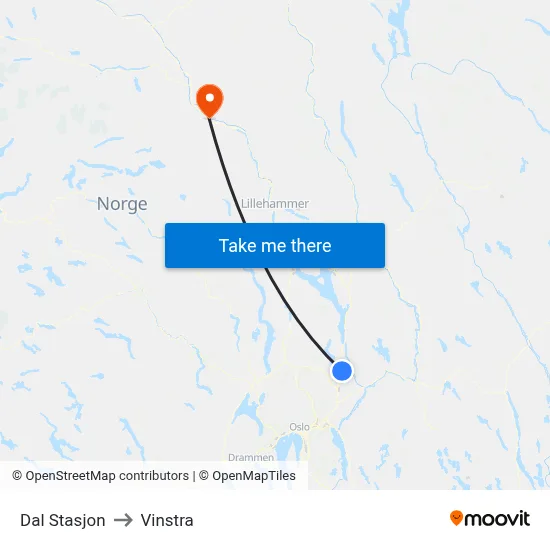 Dal Stasjon to Vinstra map