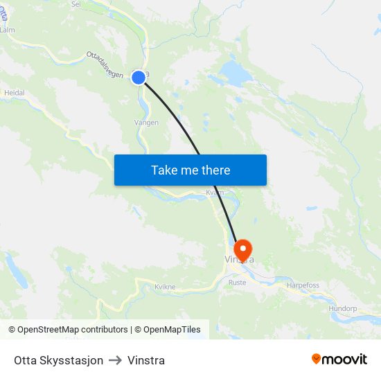 Otta Skysstasjon to Vinstra map