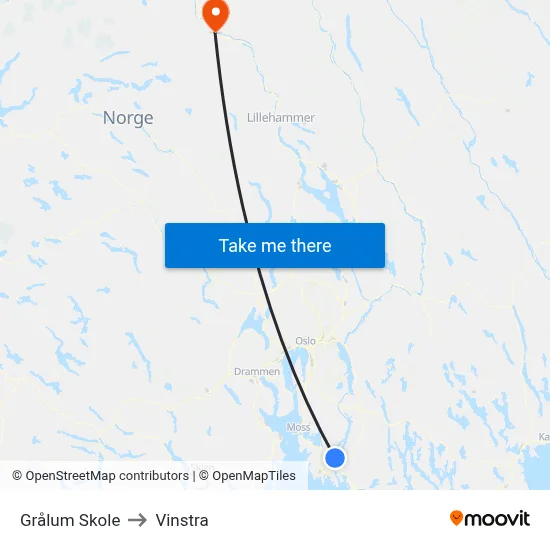 Grålum Skole to Vinstra map