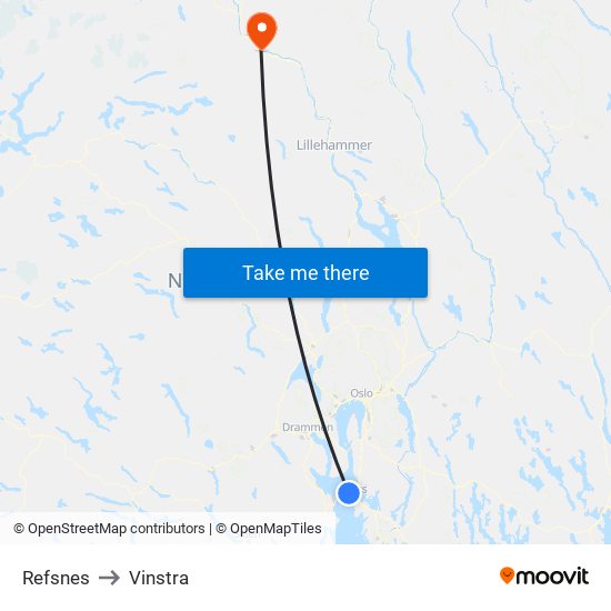 Refsnes to Vinstra map