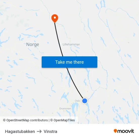 Hagastubakken to Vinstra map