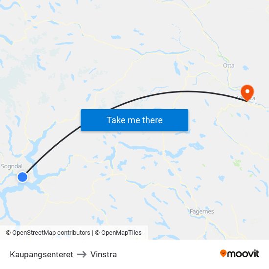 Kaupangsenteret to Vinstra map