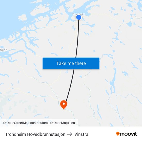 Trondheim Hovedbrannstasjon to Vinstra map