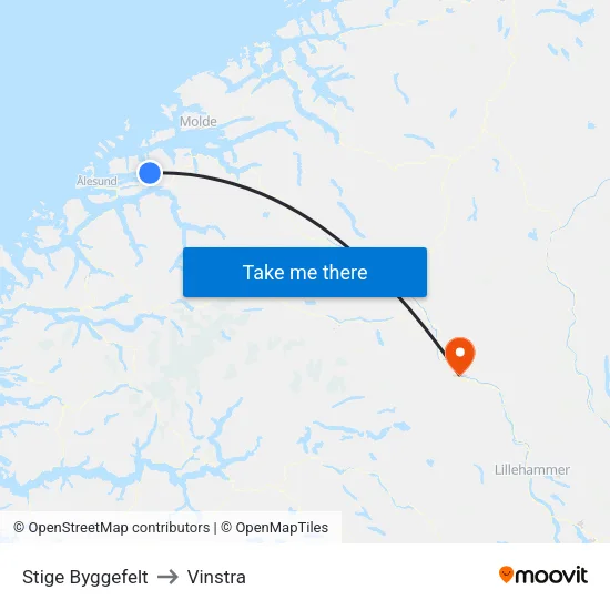 Stige Byggefelt to Vinstra map