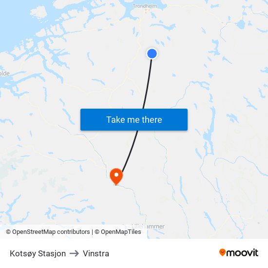 Kotsøy Stasjon to Vinstra map