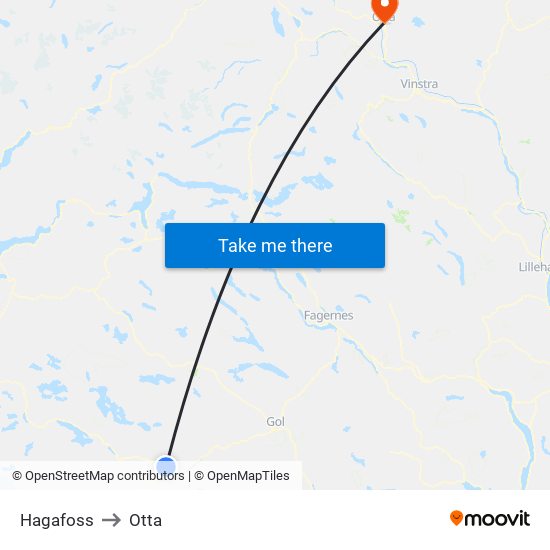 Hagafoss to Otta map