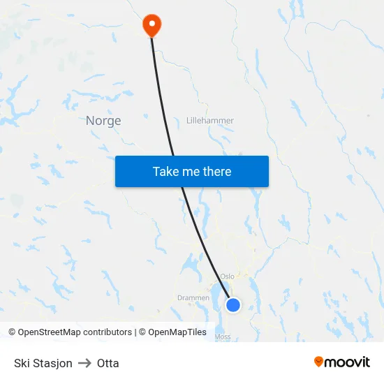 Ski Stasjon to Otta map