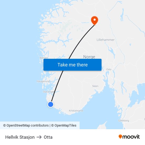Hellvik Stasjon to Otta map