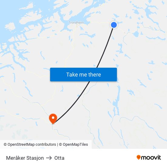 Meråker Stasjon to Otta map