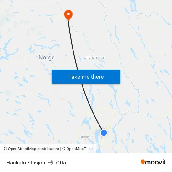 Hauketo Stasjon to Otta map