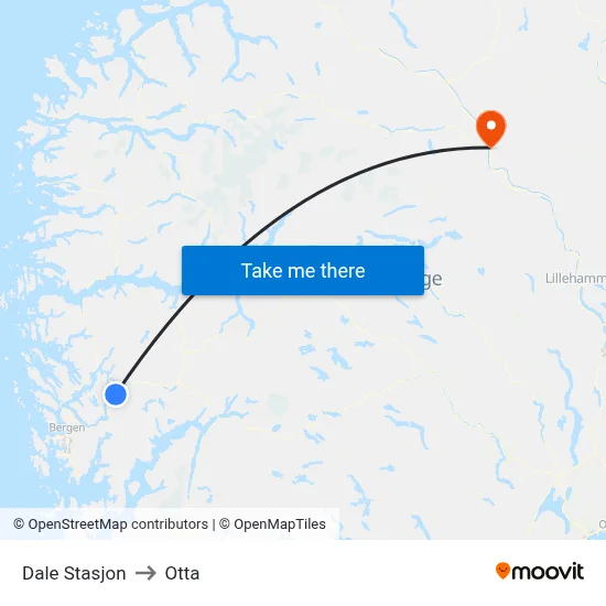 Dale Stasjon to Otta map