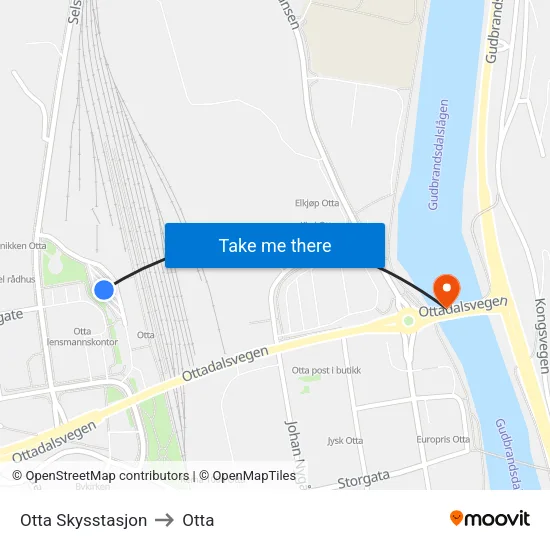 Otta Skysstasjon to Otta map