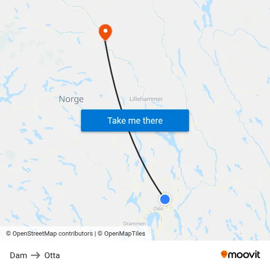 Dam to Otta map