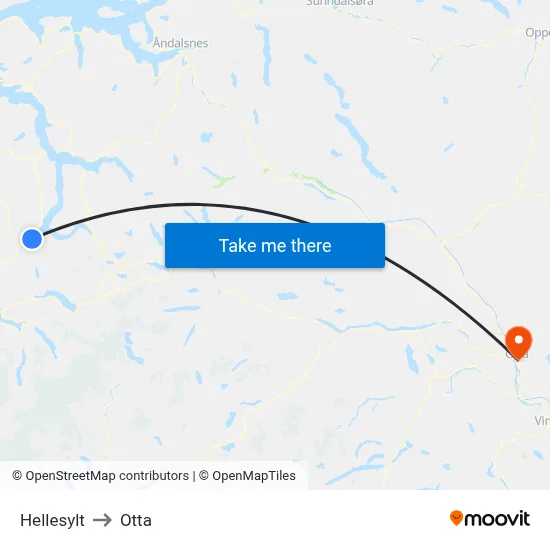Hellesylt to Otta map