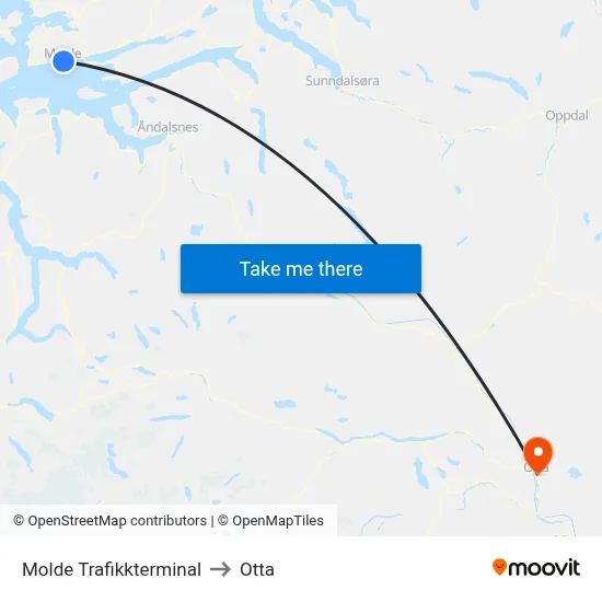 Molde Trafikkterminal to Otta map