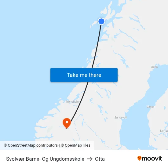 Svolvær Barne- Og Ungdomsskole to Otta map