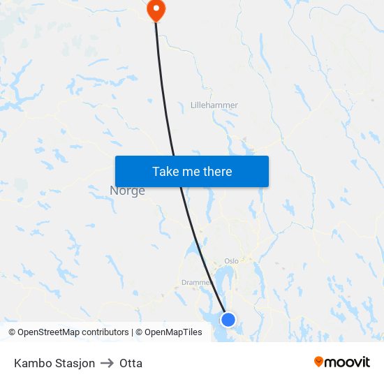 Kambo Stasjon to Otta map