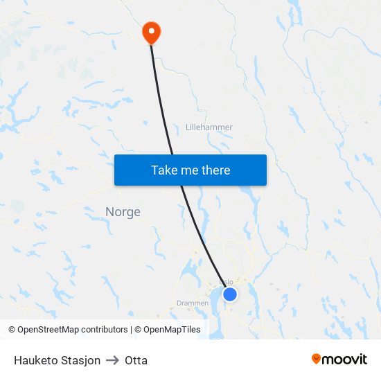 Hauketo Stasjon to Otta map