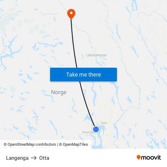 Langenga to Otta map