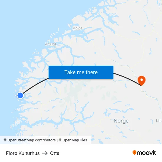 Florø Kulturhus to Otta map