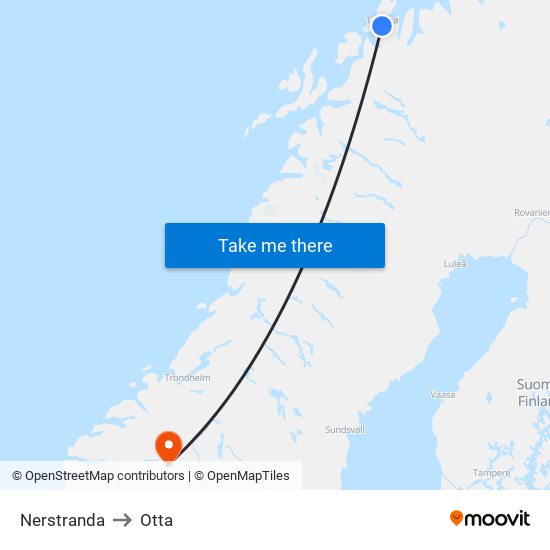 Nerstranda to Otta map