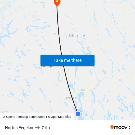 Horten Ferjekai to Otta map